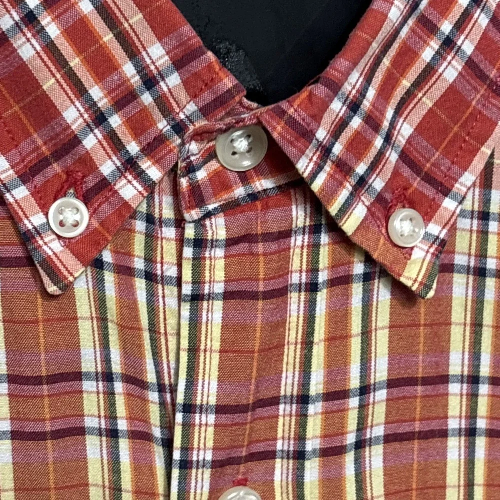 Polo Ralph Lauren Shirt Boys Size Medium 12/14 Plaid SS Button‎ Up Blue Pony